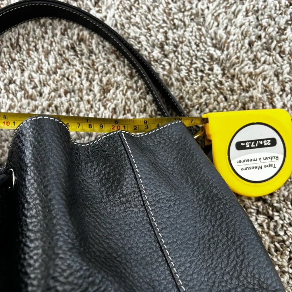 kate spade Black Pebbled Leather Gathered Drawstring Tote
